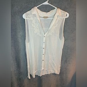 Lucky brand women’s, sheer, sleeveless shirt, size large